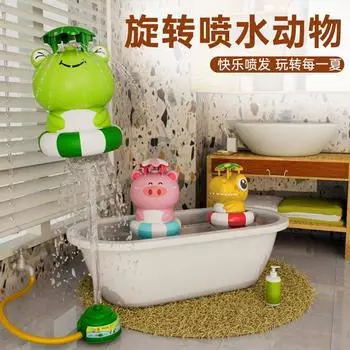 Flying Water Spray Shower Animal Play Toys Summer Rotating Bathroom Sprinkling Flowers Outdoor Children s Toys Dinosaurs-Yellow-3m жёлтый/белый