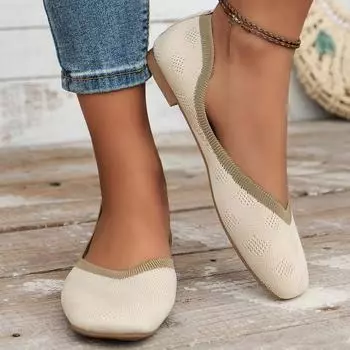 Flying weaving breathable low-top light-mouth square head single shoes women s low-heeled flat-bottom color matching lazy work shoes 36 чёрный