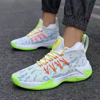 Flying woven basketball shoes men s shoes summer mesh breathable student running shoes soft-soled shoes sneakers low-top non-slip sneakers 39