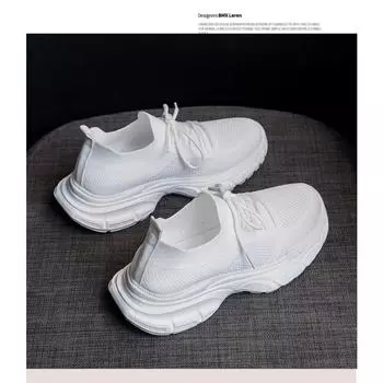 Flying woven dad shoes women s summer new sports shoes lightweight thin breathable little white running mesh shoes 35
