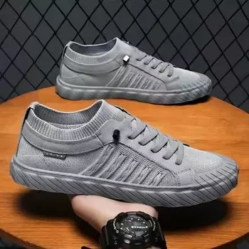 Flying woven men s shoes spring breathable lazy shoes one pedal casual walking trendy shoes versatile men s shoes casual shoes 39