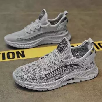 Flying woven men s shoes summer coconut sports shoes non-slip soft sole lightweight and versatile summer mesh thin mesh shoes casual shoes 39
