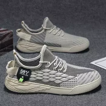 Flying woven men s shoes summer versatile mesh running breathable soft sole sports and leisure dad tide shoes 2024 new 39