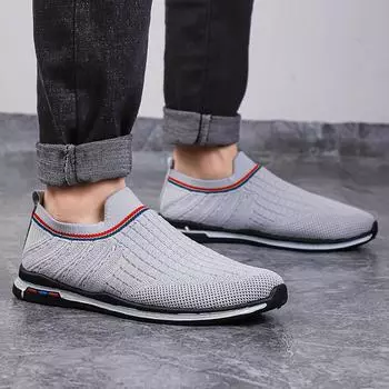 Flying woven mesh shoes men s shoes fashionable and breathable one-pedal versatile sports shoes casual men s shoes dad lazy shoes 39 чёрный