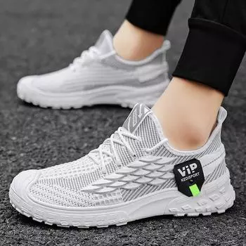 Flying woven mesh shoes men s summer breathable commute work shoes lace-up running shoes casual sports shoes men 39