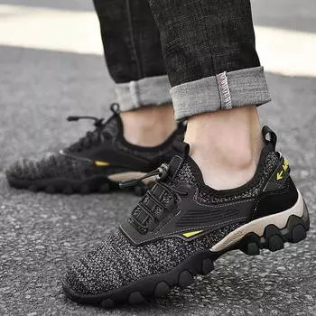 Flying woven mesh sneakers men s summer thin outdoor shoes 38 чёрный