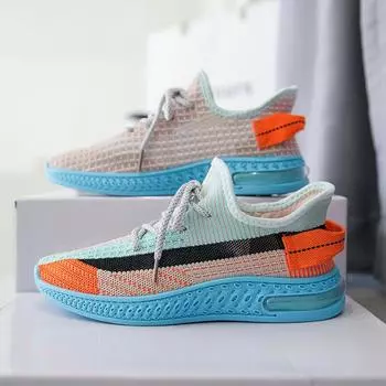 Flying woven shoes women s new sports shoes female students Korean version versatile air cushion shoes word breathable mesh shoes running women s shoe 35