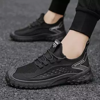 Flying woven sports shoes men s summer new breathable thin non-slip work shoes commuter outdoor running shoes casual shoes 39