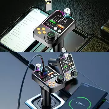 FM-модулятор беспроводной 5.0 MP3-плеер комплект громкой связи для автомобиля автомобильный музыкальный приемник тип C двойной USB автомобильное зарядное устройство FM-передатчик