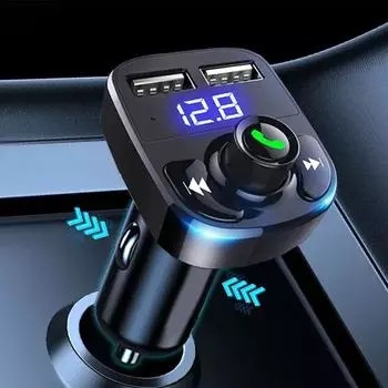 FM-передатчик Автомобильное зарядное устройство Беспроводной Bluetooth Hands-Free Звонки Радиоприемник Mp3 Музыка Стерео Адаптер Зарядное устройство с двумя портами USB чёрный