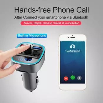 FM-передатчик автомобильный Bluetooth-совместимый 5.0 интеллектуальная голосовая навигация MP3-плеер Dual USB быстрая зарядка Handsfree беспроводной 2025
