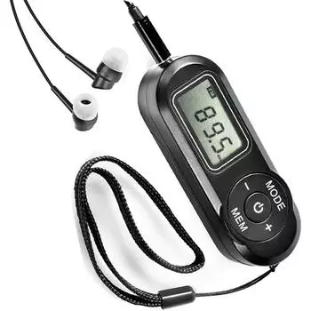 FM-радио с зарядкой на литий-ионной батарее и функцией шагомера, мини-карманное радио с наушниками чёрный