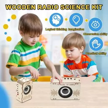 FM-радио STEM Science Kit Kids Деревянный 3D-пазл Электронный радиоприемник DIY Образовательная наука Transverse