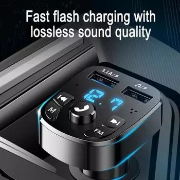 FM Transmitter Bluetooth Wireless Car kit Handfree Dual USB Car Charger 2.1A MP3 Music TF Card U disk AUX Player чёрный