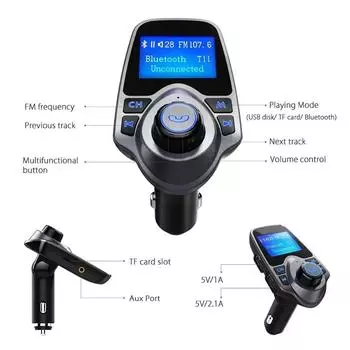 FM Transmitter Support TF Card U Disk Car MP3 Player Dual USB Type C Car Charger Cell Phone Charging Hands Free Wireless Car Kit