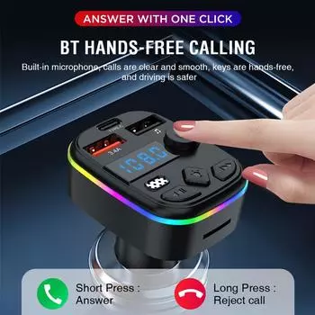 FM Transmitter Support TF Card U Disk Car MP3 Player Dual USB Type C Car Charger Cell Phone Charging HandFree Wireless Car Tool