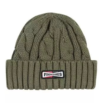 FMG Hemp Pattern Hemming Hip-Hop Street Woolen Cap Green Brown All yards