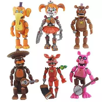 Fnaf Five 6pcs Nights At Freddys Light Up Action Figures Movable Joint Game Toy