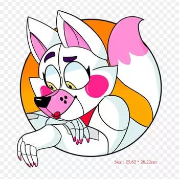Fnaf Funtime Foxy Fanart Five Nights At Freddy s Sister Location Fiv Термонаклейки для одежды Футболка Сумка Теплопередающие наклейки Железо на заплатках