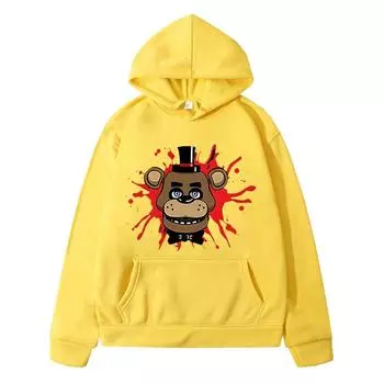 FNAF осенние кавайные толстовки для мальчиков, флисовая толстовка y2k sudadera, пуловер с изображением медведя и кролика, толстовка с капюшоном в стиле аниме, куртка, детская одежда для девочек 130 чёрный