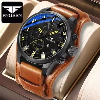 FNGEEN Мужские модные повседневные водонепроницаемые часы