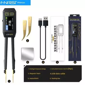 Fnirsi Digital Electric Bridge Tweezers High Precision Digital Resistor Diode Capacitor on-off LCR-ST1 Capacitor Resistance [Original genuine goods] tweezers Bridge