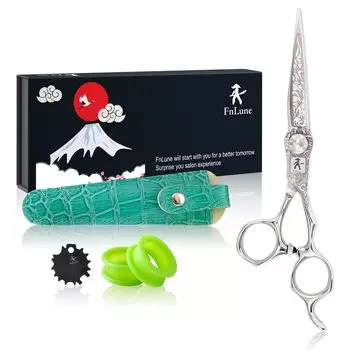 FnLune Материал вольфрамовой стали ножницы для стрижки волос парикмахерские ножницы для стрижки волос парикмахерский узор гравировка имитирующий дамасский меч (Ику) саморез