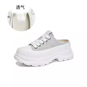 Foam bottom canvas bag head slippers 2025 summer new women s platform half slippers women s casual fashion women s shoes 35