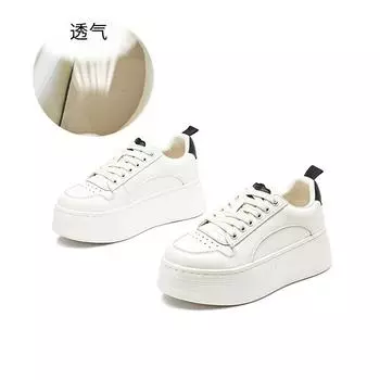 Foam bottom first layer cowhide little white shoes women s 2025 spring new sports board shoes platform muffin shoes casual single shoes 35