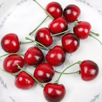 Foam Mini Lifelike Food Crafts Fruit Model Faux Cherry Red Cherries Artificial Cherries black&red-20pcs