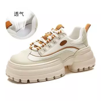 Foam sole leather dad shoes women s versatile 2025 spring new color matching sports shoes women s thick sole heightening women s shoes 35