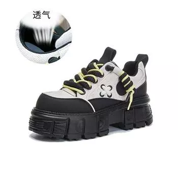 Foam sole leather dad shoes women s 2025 spring new thick-soled heightening shoes casual versatile trendy shoes functional women s shoes 35