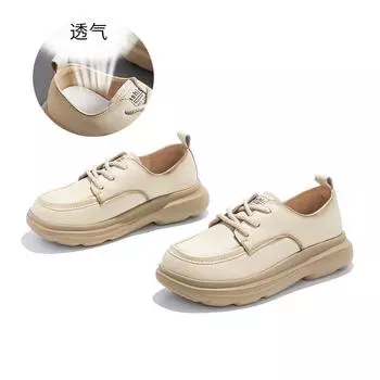 Foam sole leather single shoes 2025 autumn new shoes women s shoes versatile retro little white shoes women s platform loafers 35