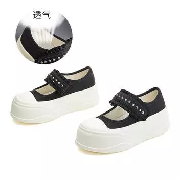 Foam sole Velcro Mary Jane shoes women s 2025 summer new big head sports little white shoes casual versatile single shoes 35