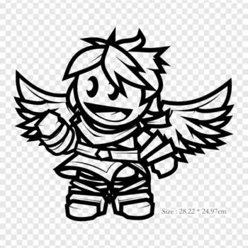 Foca Com Blanco Y Negro Smash Bros Brawl Kid Icarus Up Термопереносные виниловые нашивки Наклейки для одежды Аппликации своими руками Моющиеся нашивки