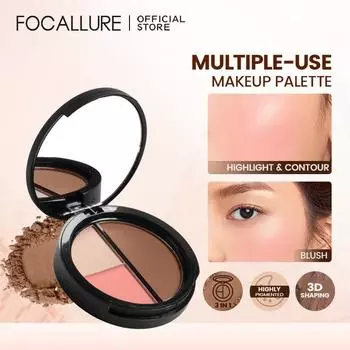 FOCALLURE 3 цвета матовый бронзер для лица хайлайтеры палитра ультратонкая натуральная кремовая текстура контуринг консилер пудра макияж косметика