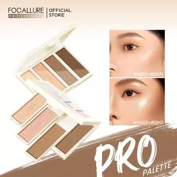 Focallure DIY Матовые бронзеры для лица Палитра хайлайтеров Водостойкая Стойкая мерцающая Пигментная Пудра для контуринга Макияж Косметика