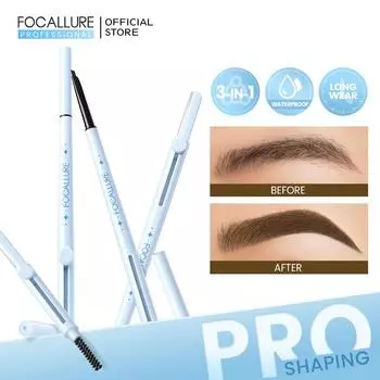 FOCALLURE Pro-shaping Натуральный карандаш для бровей 3 в 1 Многофункциональная встроенная кисточка и бритва Высокопигментированные водостойкие усилители для бровей Косметика для макияжа