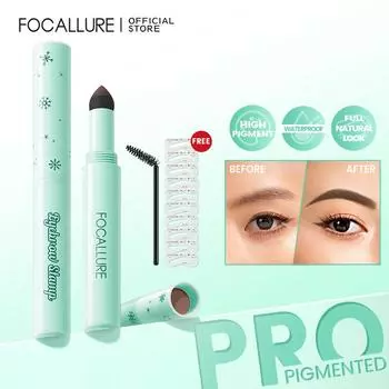 FOCALLURE Водостойкая натуральная пудра для бровей Многофункциональный штамп для бровей Устойчивый к поту Высокопигментированный корректор бровей Макияж Женская косметика