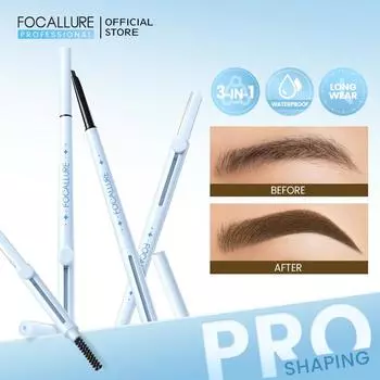 FOCALLURE Водостойкий натуральный карандаш для бровей 3 цвета, многофункциональный, профессиональный, с высокой пигментацией, гладкий, не слеживающийся, средство для улучшения бровей, косметика