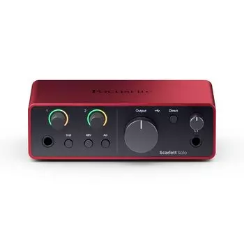 Focusrite Scarlett Solo USB-аудиоинтерфейс 4-го поколения для вокалистов и продюсеров. Высококачественная запись студийного качества. Все необходимое программное обеспечение. красный