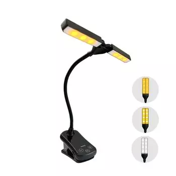 Focustar Book Light Reading Light Bedside Light Clip Light Регулируемый 14 светодиодов 3 уровня тонирования 8 уровней яркости Перезаряжаемый 1000 мАч Водонепроницаемый