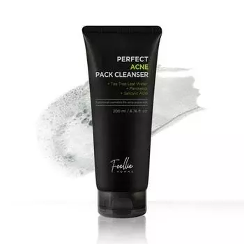 Foellie Homme Tea Tree Clay Pack 200ml Acne Relief + Pore Reduction + Blackhead Reduction Functional 3 in 1