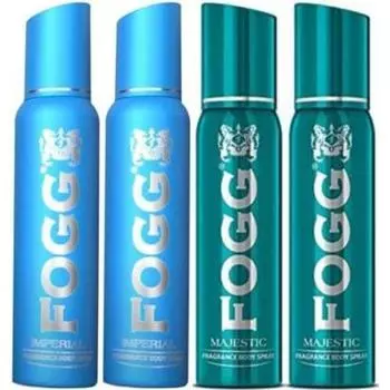 FOGG 2 Imperial Deo 120 мл и 2 Majestic Deo 120 мл (набор из 4) Спрей для тела - для мужчин и женщин (480 мл, Упаковка 4 шт.)