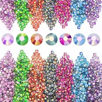 Foggy Series Плоское дно Стразы Новый Дрель для ногтей Цветное стеклянное Дрель для ногтей Сверло для ногтей своими руками SS6/2.0-2 1mm1440 pieces