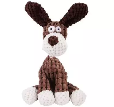 fogman chew toy stuffed animal with sound tooth brushing dog stress relief large dog (brown) коричневый