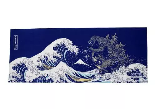 Fokart Godzilla Print Tenugui Fugaku Navy H:35*Вт:90