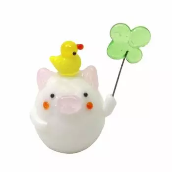 Fokart Total Length Cute Handmade Crawfish and Little Bird Figure CKK274 Figurine, White, 2cm, Glasswork,