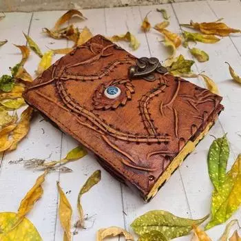 фокус-покус книга заклинаний книга теней кожаный журнал пустая книга, викканский язычник, Уинифред Сандерсон, фокус-покус подарки, подарок для нее 7 x 5 in коричневый