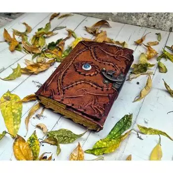 фокус-покус книга заклинаний книга теней кожаный журнал пустая книга, виккан 7 x 5 in коричневый